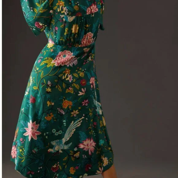 Maeve floral and bird print green dress 20W - anthropologie euc - Picture 2 of 2